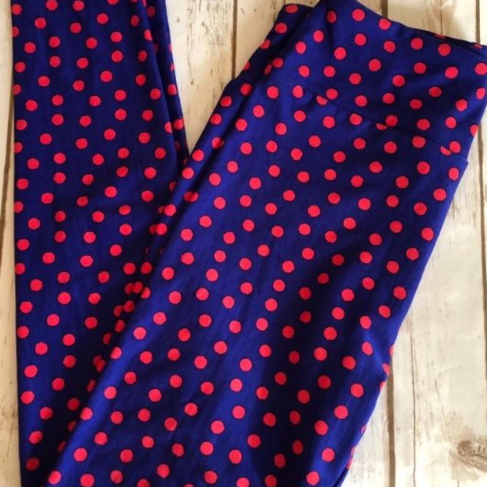 TC nwot lularoe red and blue polka dot leggings